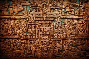 Ancient Mayan glyphs texture background, elaborate and symbolic hieroglyphics, historic and cultural backdrop, rare and archaeological