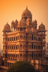 Fototapeta na wymiar Amazing Mughal-style palace with multiple domes and minarets
