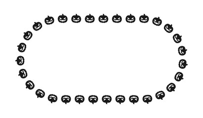 Oval Jack O Lantern Pumpkin Halloween Frame Border Silhouette. Social Media Post Card Template Vector Illustration.