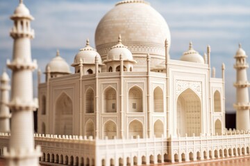 Fototapeta na wymiar 3D Model of Taj Mahal, A Stunning White Marble Palace