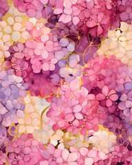 Hydrangea flower watercolor  seamless pattern 