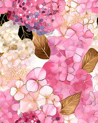 Hydrangea flower watercolor  seamless pattern 