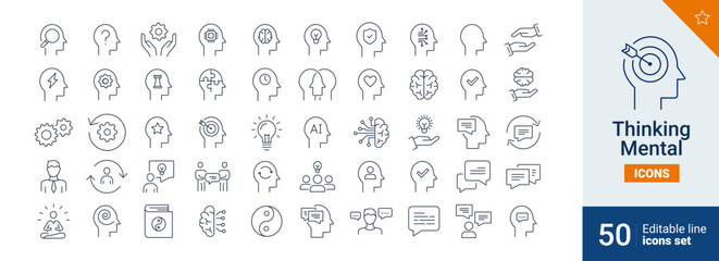 Thinking icons Pixel perfect. Zen, solution, work, ....