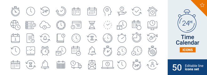 Time and calendar icons Pixel perfect. Chrono, alarm, fast, ....