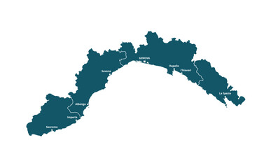 Vector Map of Liguria, Italy - obrazy, fototapety, plakaty