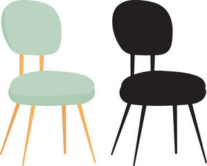 chair in flat style with silhouette vector