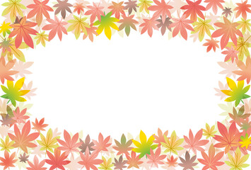 秋に紅葉した楓・モミジのベクター背景フレーム