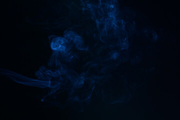 White smoke movement isolated on black background Smoke movement concept for design