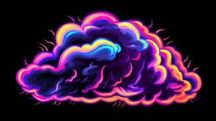 Neon cloud icon. illustration in neon style on dark background
