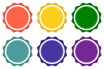 Colored distinctive mark, label, medal. A blank template for your text. Colorful win medals set. Isolated on white.