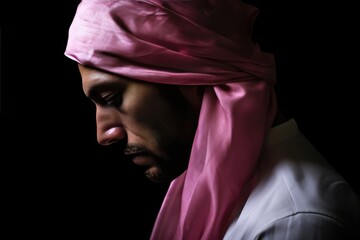 A Man with a Pink Headscarf Fictional Character Created By Generative AI.