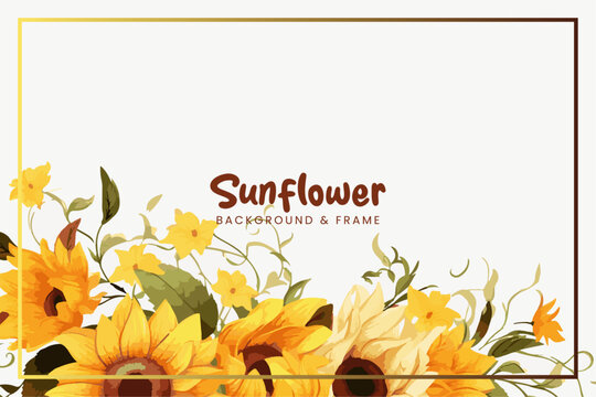 Sunflower floral border frame vector background