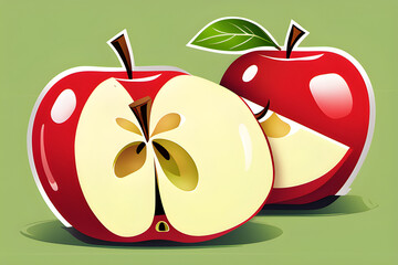red apple with leaf. generative ai