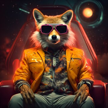 Retro Fox In Neon Outfit