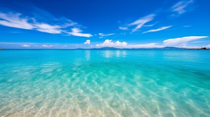 Fototapeta na wymiar Photo of a serene ocean with a beautiful blue sky created with Generative AI technology