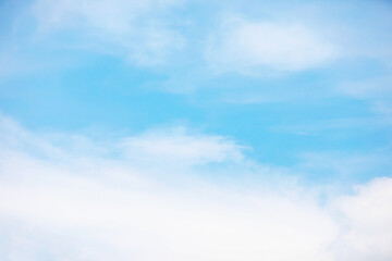 Fantastic soft white clouds against blue sky and copy space horizontal shape