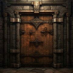 Fototapeta na wymiar Door in a deep dungeon