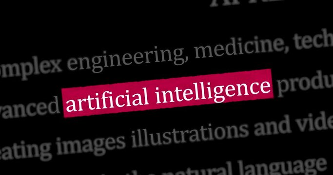 Artificial intelligence machine deep learning and ai chat bot gpt news titles across international web media search. Abstract concept of internet headline information on dynamic displays animation.