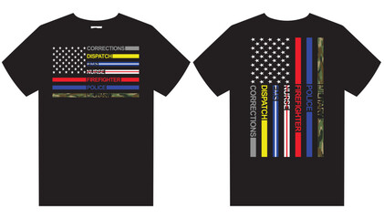 First Responders Hero Flag T-Shirt Design