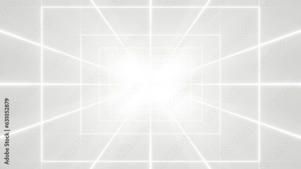 Poster Abstract white futuristic triangle tunnel architecture, loop animation.