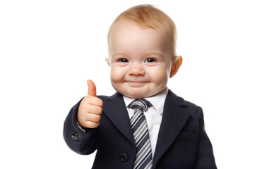 a baby giving a thumbs up isolated on transparent background