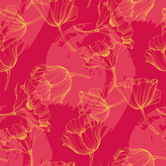 Poppy seamless pattern. Poppies on white background. Can be used for textile, wallpapers, prints and web design.