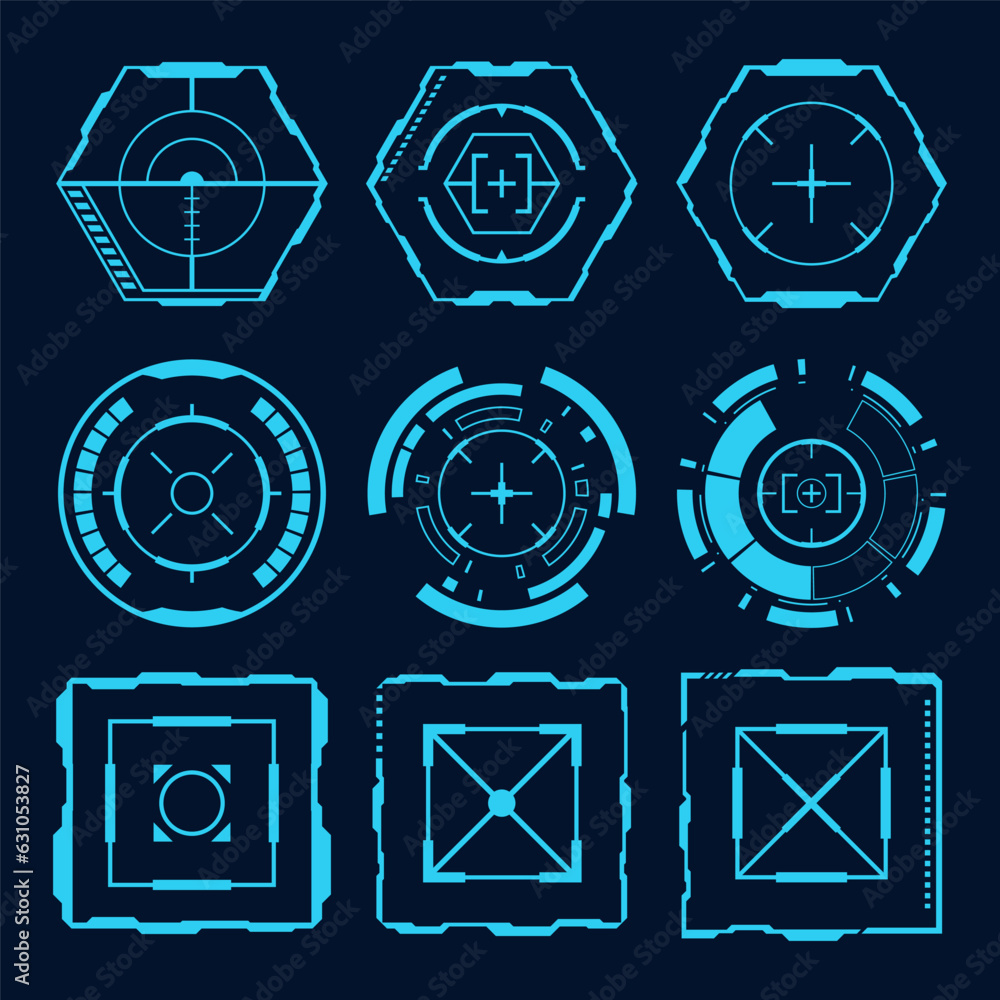 Poster vector sci-fi hub futuristic. fantastic geometric shape technology abstract frame design element.