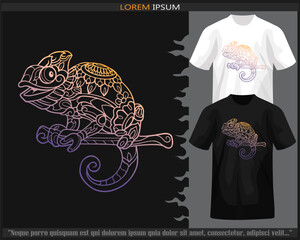 Gradient Colorful Chameleon mandala arts isolated on black and white t shirt.