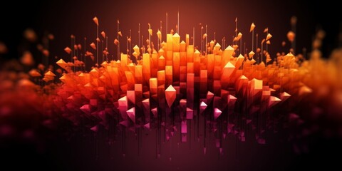 Change, rise, effect, expand, trending, concept abstract. red, orange particles or geometry rising and expanding. Generative AI