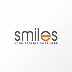 Logo design graphic concept creative abstract premium vector stock letter E font or word SMILES with smiling mouth. Related to typography mood happy