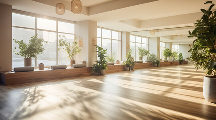 Fototapeta premium A bright and airy yoga studio, capturing the essence of physical and mental well-being 