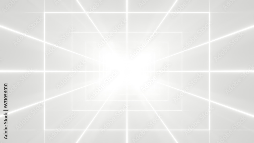 Leinwandbilder 3d rendering of white abstract sci-fi tunnel, futuristic spaceship corridor.
