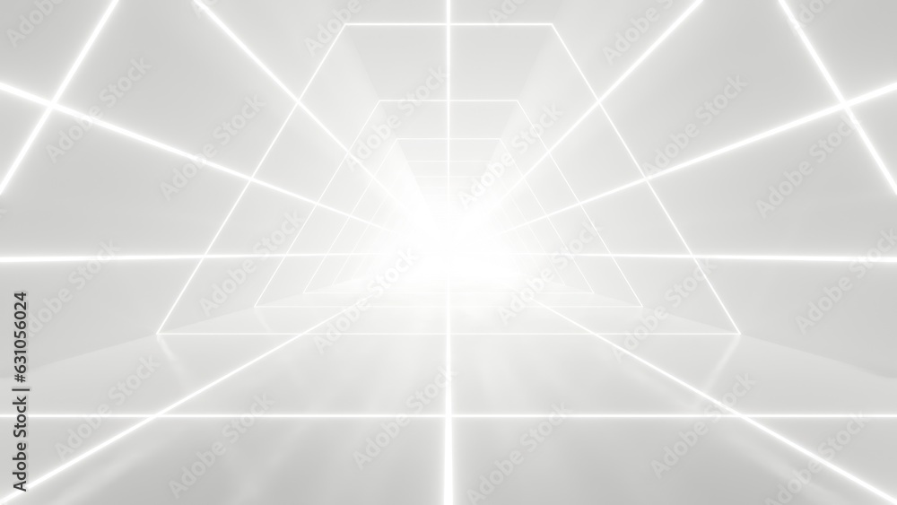 Leinwandbilder 3d rendering of white abstract sci-fi tunnel, futuristic spaceship corridor.