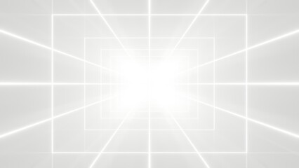 3d rendering of white abstract sci-fi tunnel, Futuristic spaceship corridor.