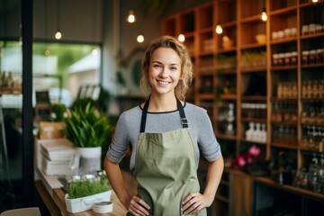 Female owner local business drinks. Generate Ai