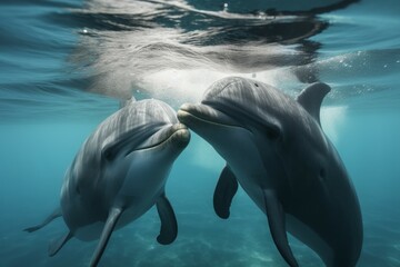 Pair loving dolphins. Generate Ai
