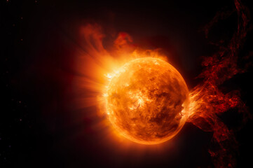 Ai generated image of coronal mass ejection on sun