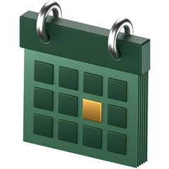 3d icon of a green calendar