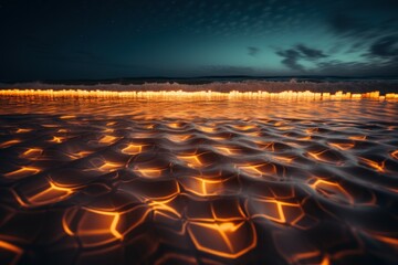 Fototapeta premium Night beach lights. Generate Ai