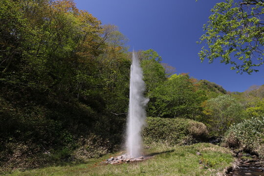 erupting Rausu Geyser Hokkaido Japan © Frank Fichtmüller