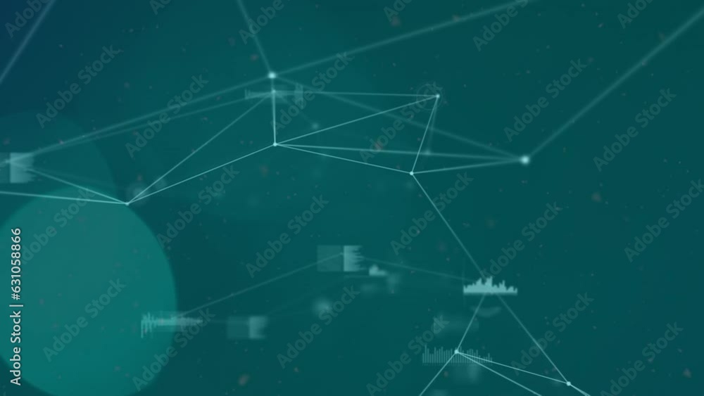 Poster Animation of network of connections over green background