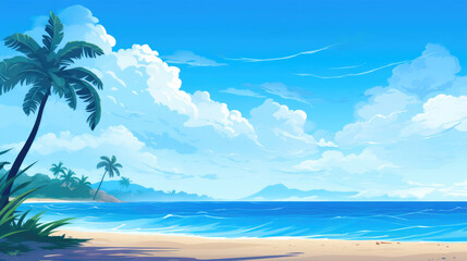 Fototapeta na wymiar Serene Seaside Dreams: Vector Beach Background