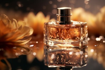 Fototapeta na wymiar Perfume mirror flowers. Generate Ai