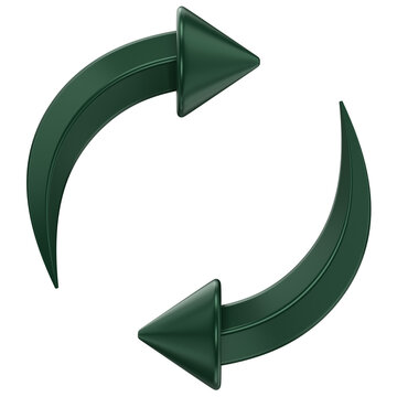 3D icon of 2 curved arrows rotating around each other