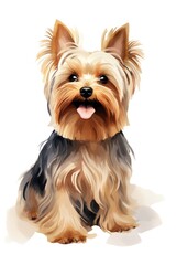 watercolor painted cute dog , realistic style, isolated on white , AI Generated