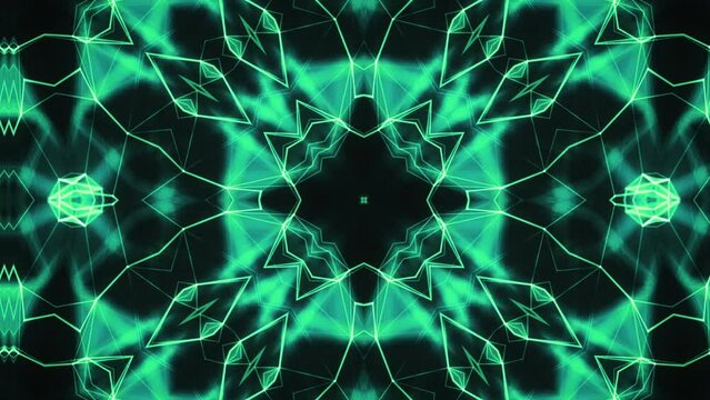 Glowing Green Fractal Kaleidoscope, Seamless Vj Loop, Psychedelic, Hypnotic Slow Changing Shapes