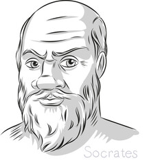 Socrates Greek Philosopher Hand drawn line art Portrait Illustration