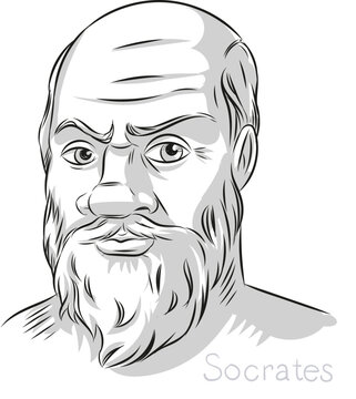recommend clip art: Socrates Greek Philosopher Hand drawn line art Portrait Illustration