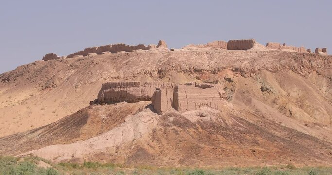 The ruined remains of the Ayaz Kala fortress and palace in Karakalpakstan, Uzbekistan.