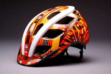 Fototapeta premium Contemporary Bike Helmet in Vivid Prints